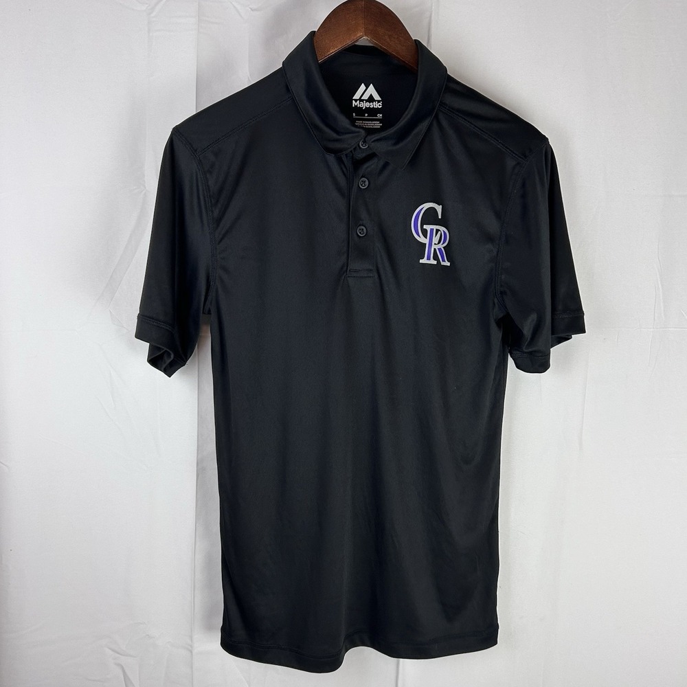 MLB Colorado Rockies Men's Small Short Sleeve Polo Shirt‎ Black *Flaw